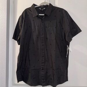 Volcom Dark Grey Casual Button Down Shirt Relaxed Fit Men’s XXL NWT
